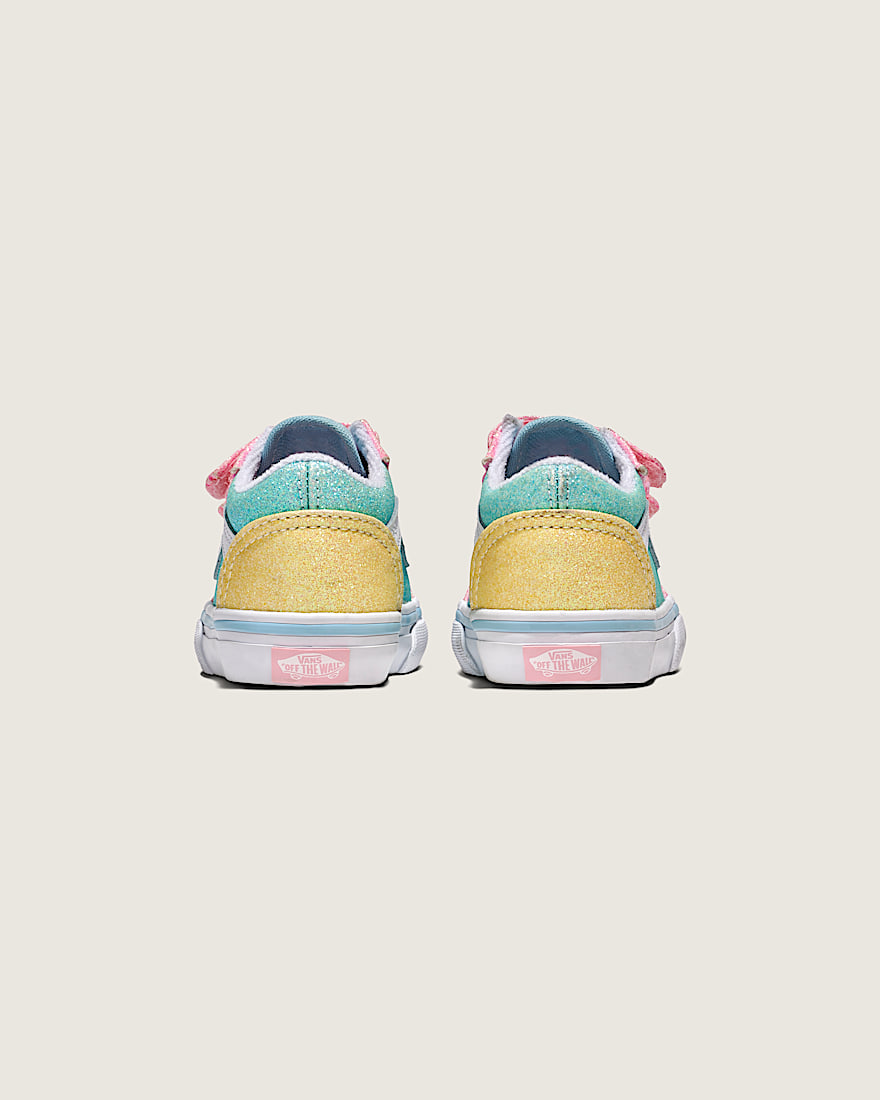 Toddler Old Skool V Shoe VANS Glitter Pastel Blue  Pink  Yellow ALT3
