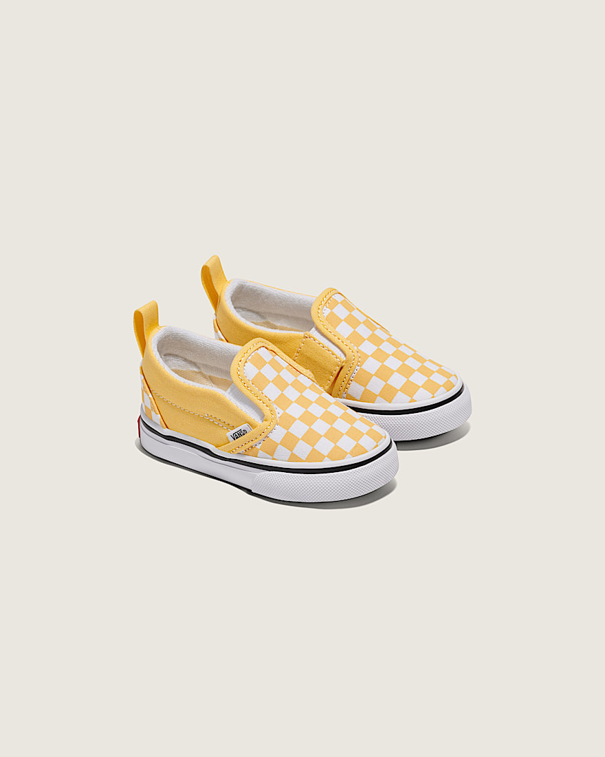 Toddler Classic SlipOn V Checkerboard Shoe VANS Banana Cream Yellow  White ALT1