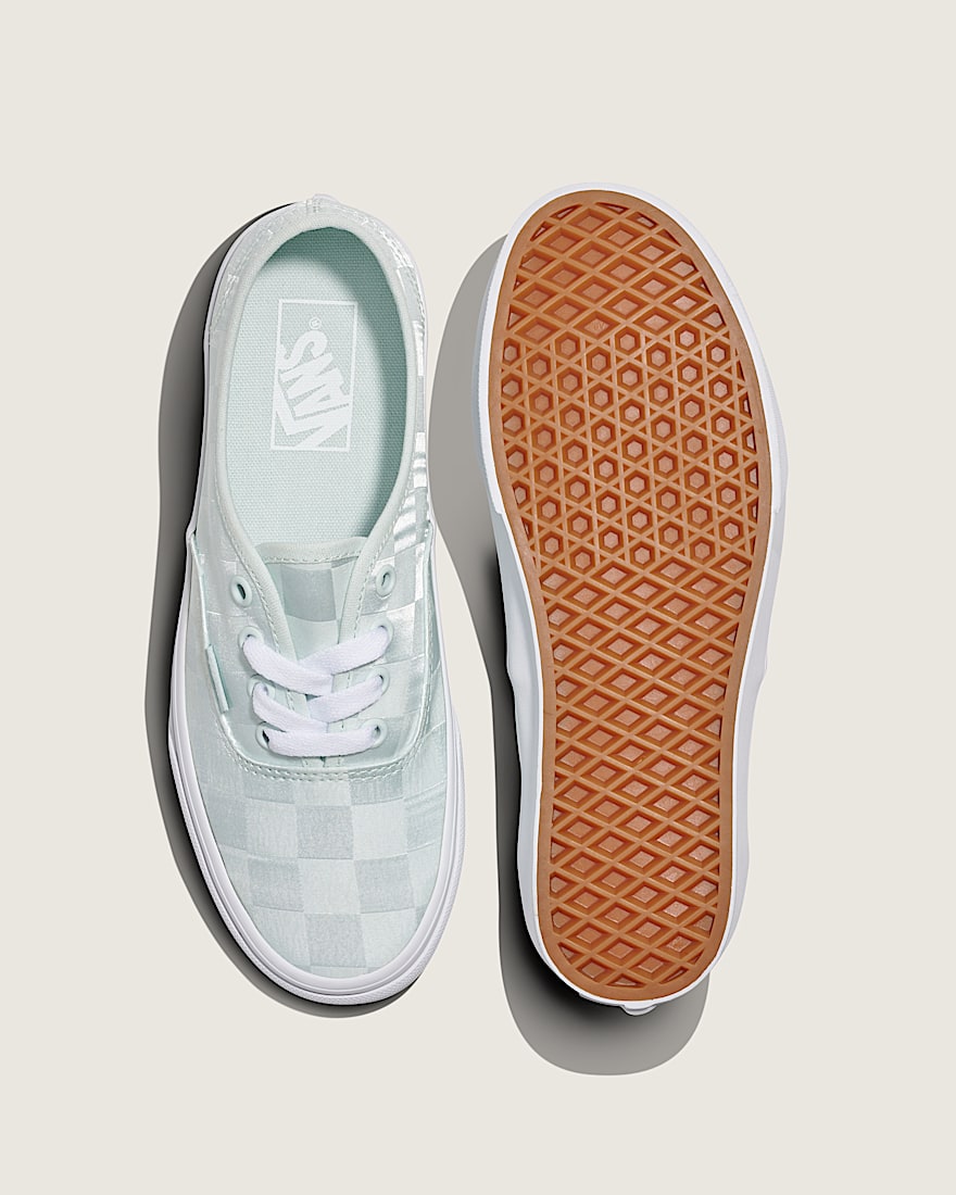 Authentic Checkerboard Satin Shoe VANS Spa Blue ALT2