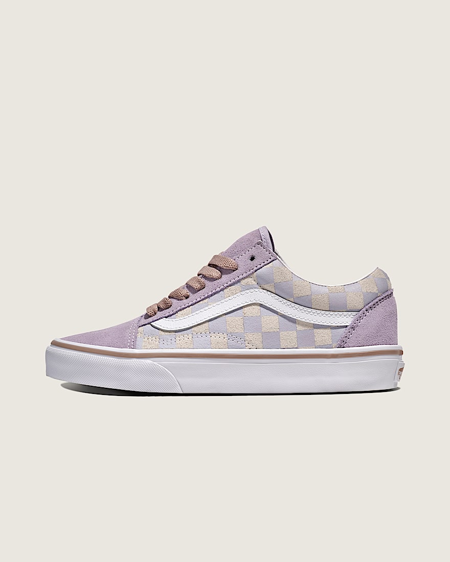 Old Skool Suede Checkerboard Shoe VANS Evening Haze Lavender Purple Grey HERO