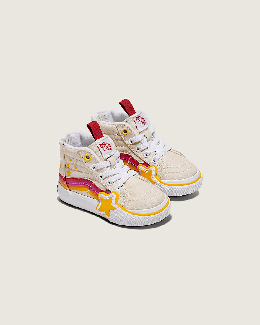 Toddler Sk8Hi Zip Shoe VANS Rainbow Red Yellow Beige ALT1
