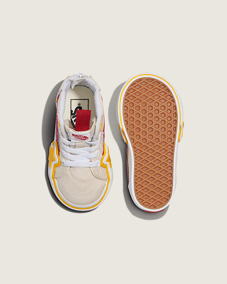 Toddler Sk8Hi Zip Shoe VANS Rainbow Red Yellow Beige ALT2