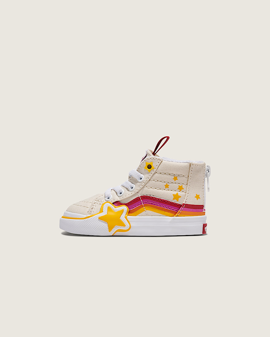 Toddler Sk8Hi Zip Shoe VANS Rainbow Red Yellow Beige HERO