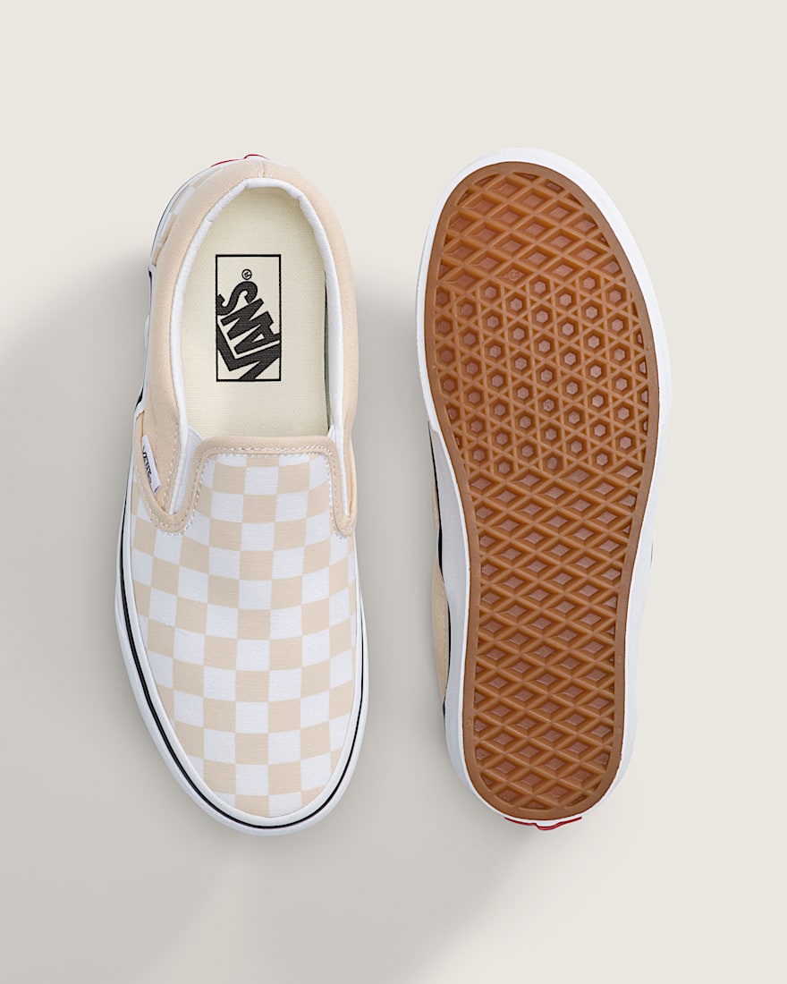 Classic SlipOn Checkerboard Shoe VANS Checkerboard Creme Brule Beige ALT2