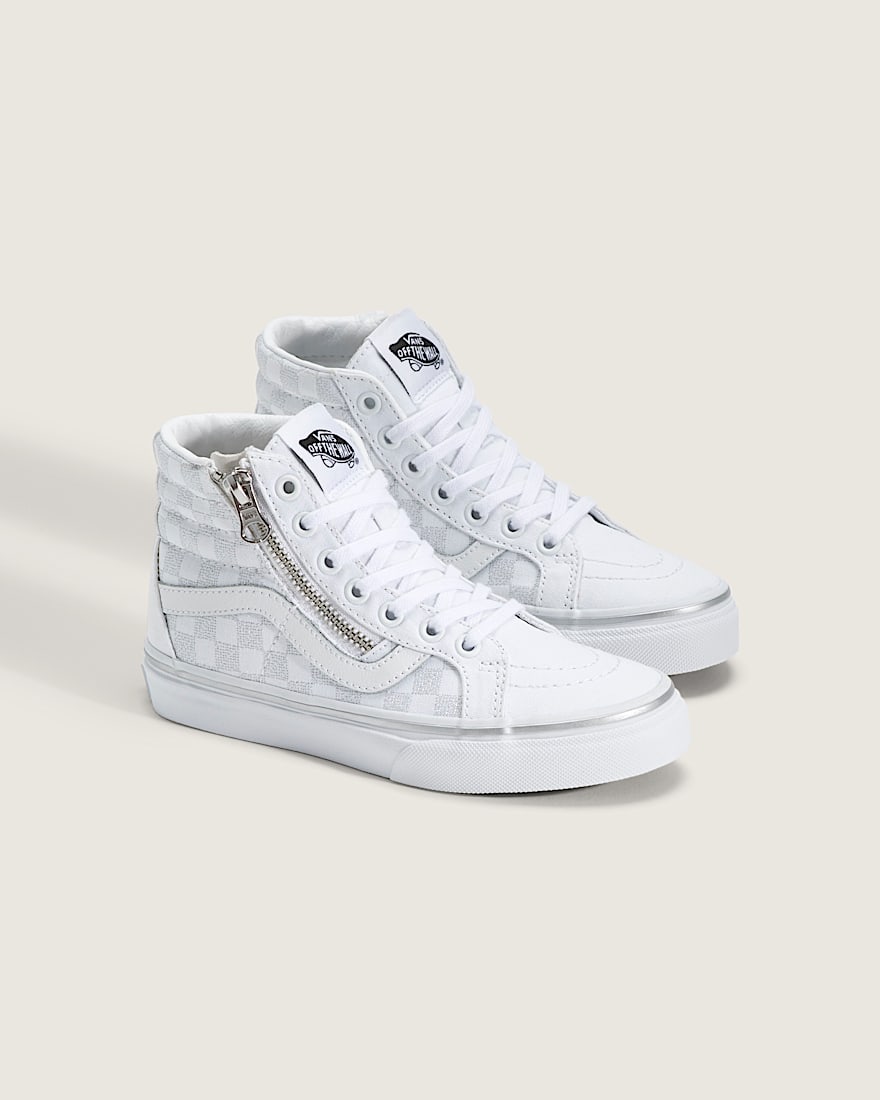 Little Kids SK8Hi Side Zip Checkerboard Shoe VANS Checkerboard Silver Grey ALT1