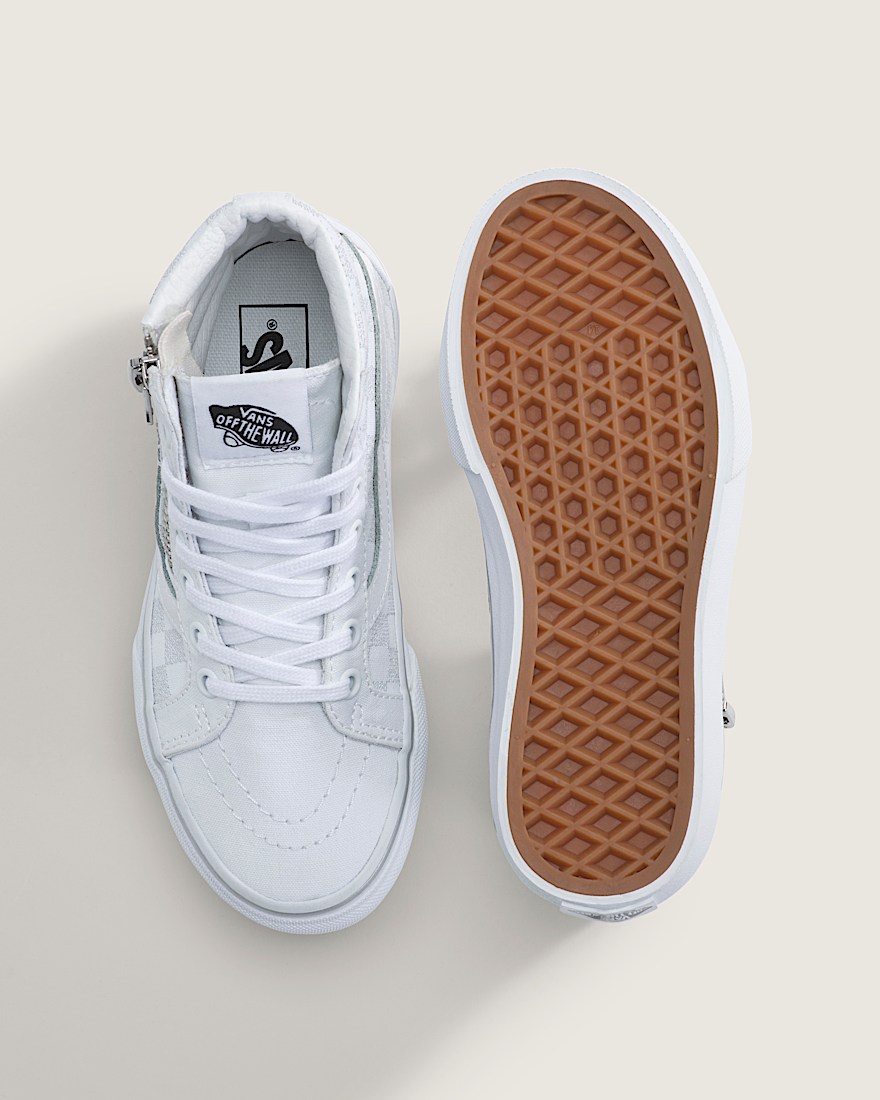 Little Kids SK8Hi Side Zip Checkerboard Shoe VANS Checkerboard Silver Grey ALT2