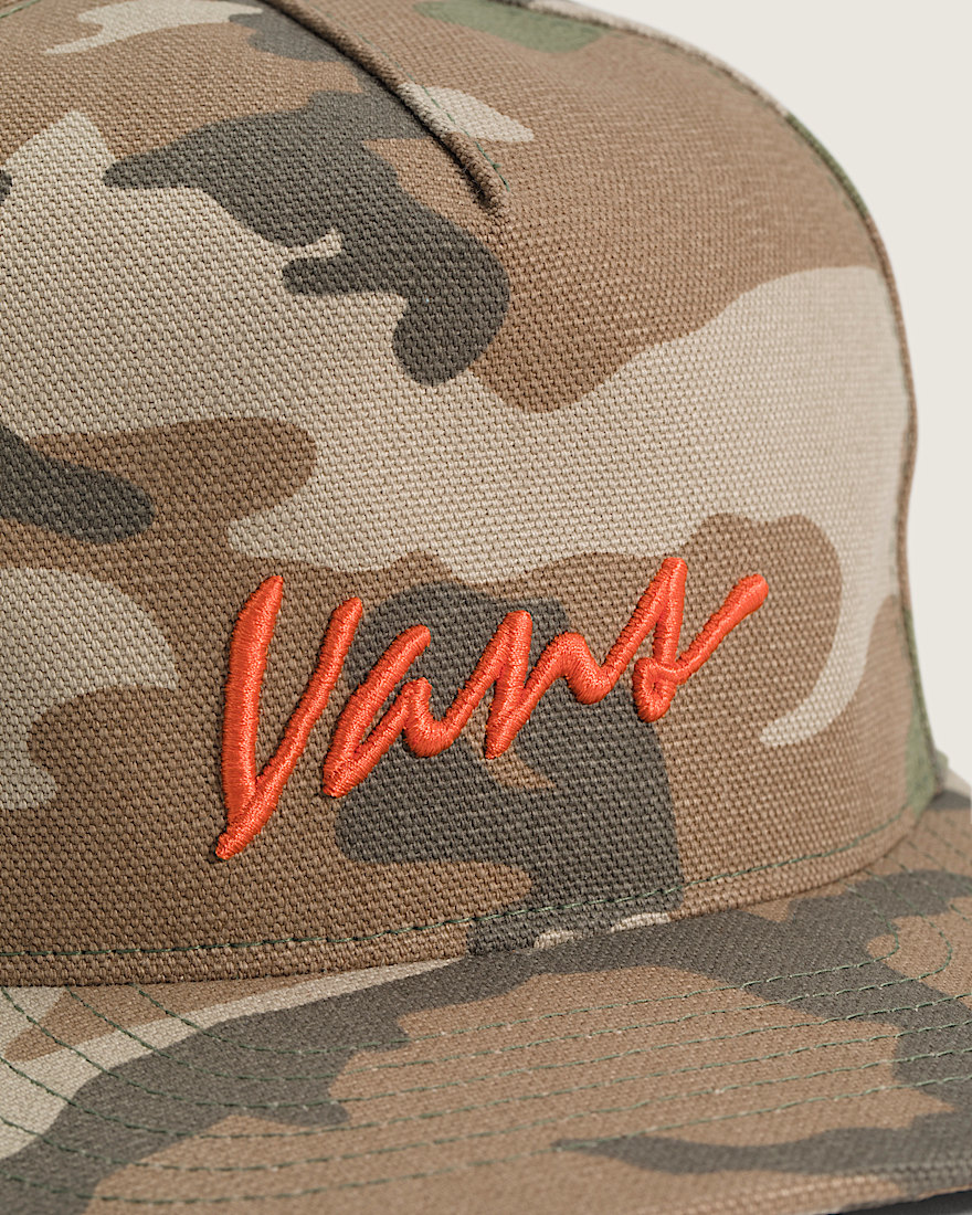 Classic Script Snapback Hat VANS Vintage Camo Black ALT1