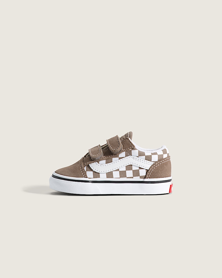 Toddler Old Skool V Checkerboard Shoe VANS Checkerboard Walnut Brown HERO
