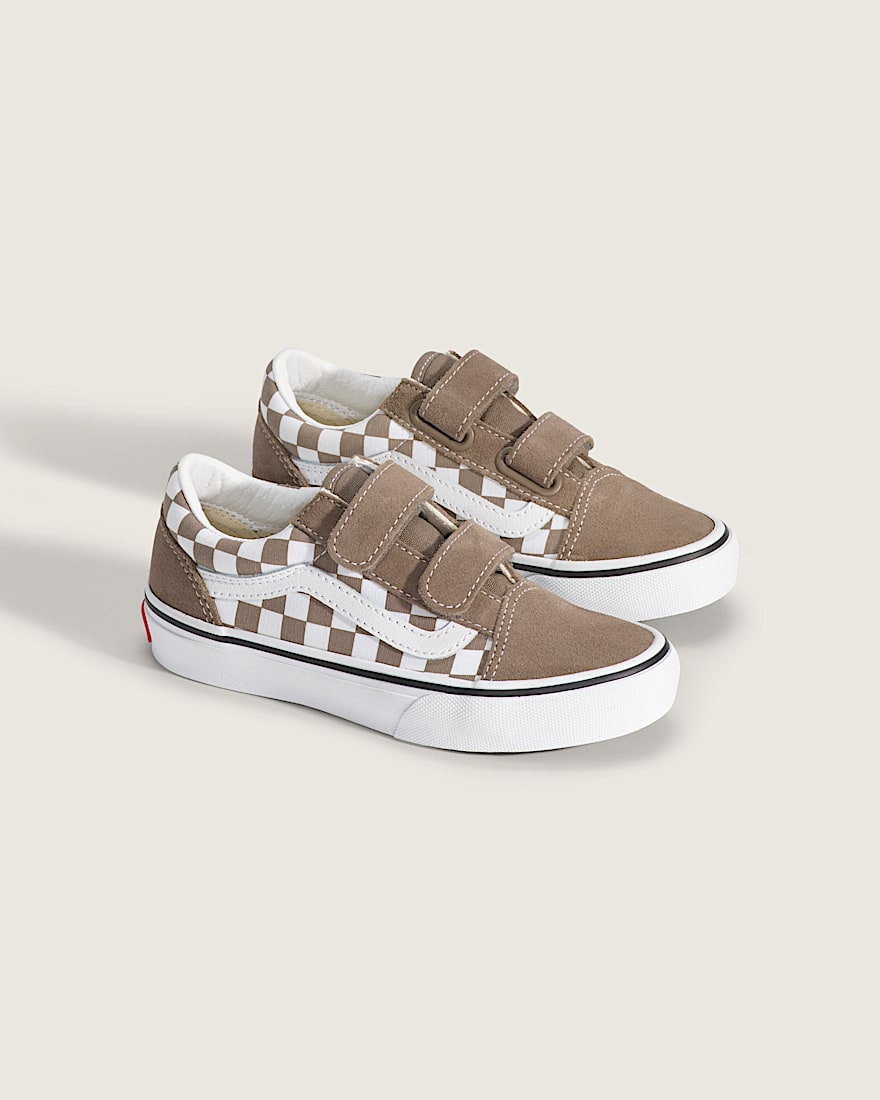 Little Kids Old Skool V Checkerboard Shoe VANS Checkerboard Walnut Brown ALT1