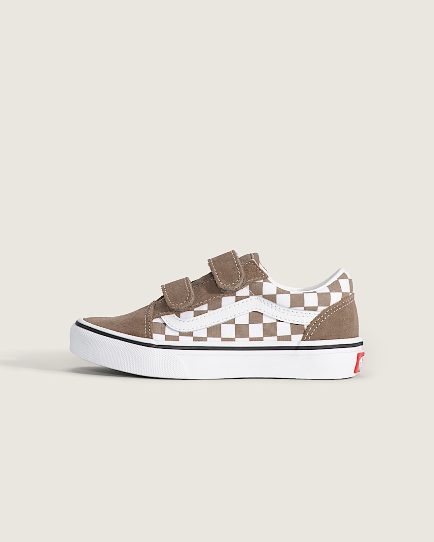 Little Kids Old Skool V Checkerboard Shoe VANS Checkerboard Walnut Brown HERO