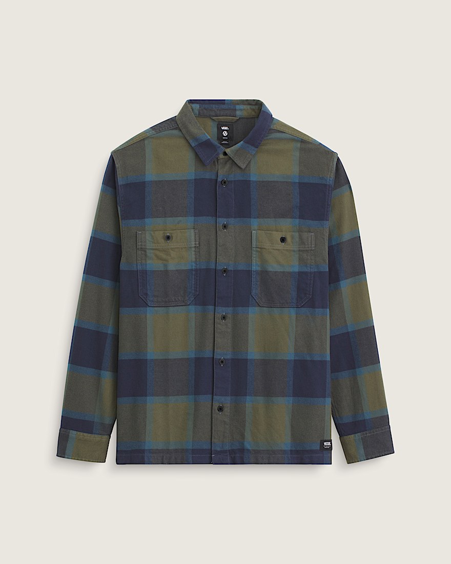 Larkspur Plaid Flannel Shirt VANS Grape Leaf Green  Parisian Night Blue HERO
