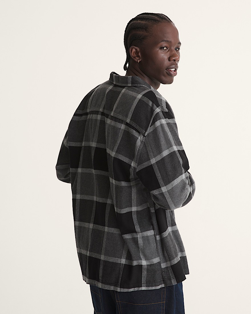 Larkspur Plaid Flannel Shirt VANS Asphalt Heather Grey ALT2