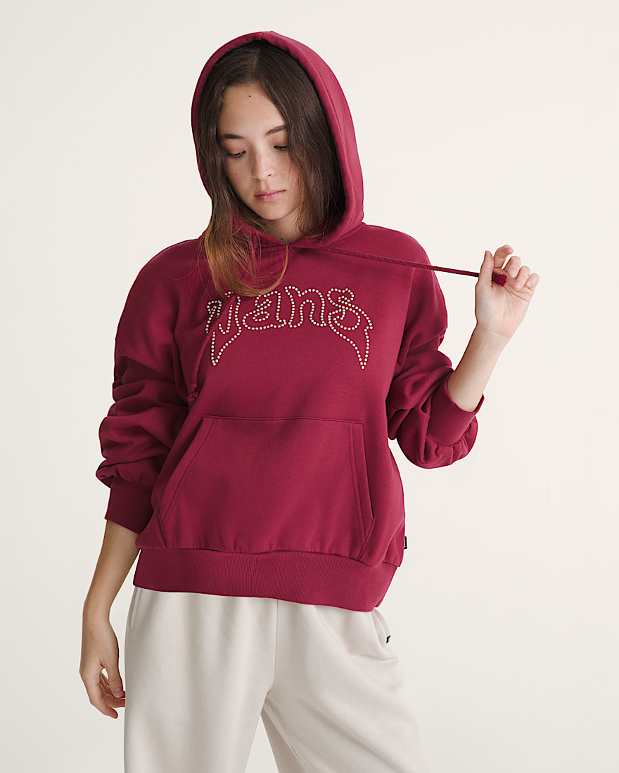 Pearls Logo Retro Pullover Hoodie VANS Bordeaux Red ALT2