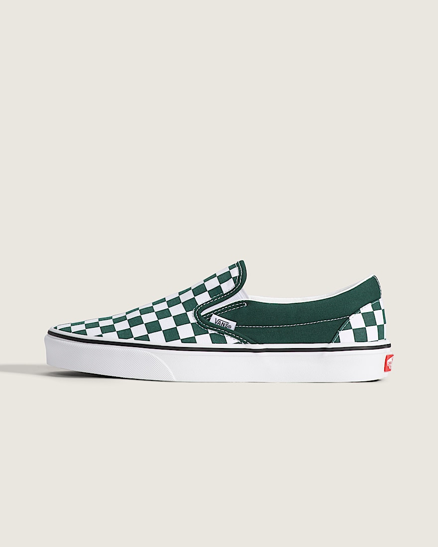 Classic Slip On Checkerboard Shoe VANS Emerald Green HERO