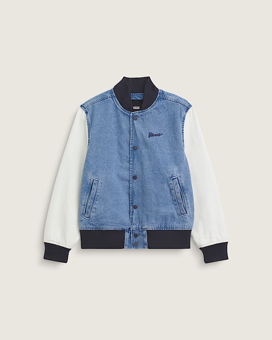 Kids Denim Baseball Jacket - 1