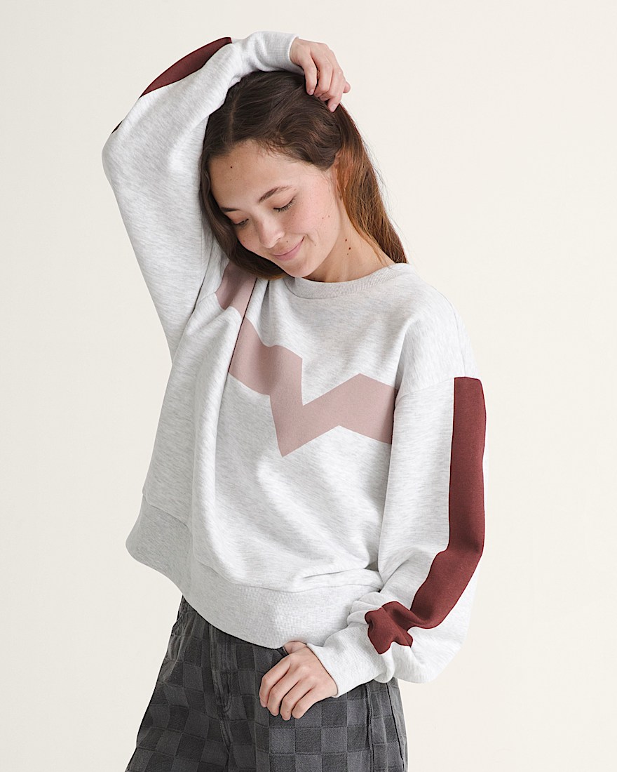 Faster Crew Sweatshirt VANS Heather White  Port Royal Red ALT4