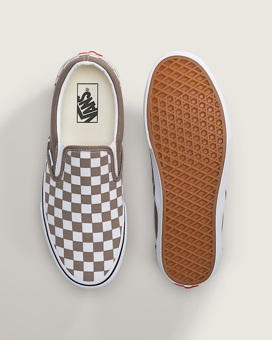 Classic SlipOn Checkerboard Shoe VANS Checkerboard Walnut Brown  White ALT2