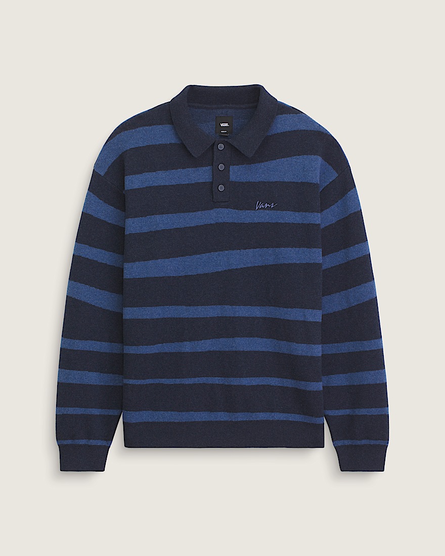 Davis Stripe Polo Sweater VANS Parisian Night Blue HERO