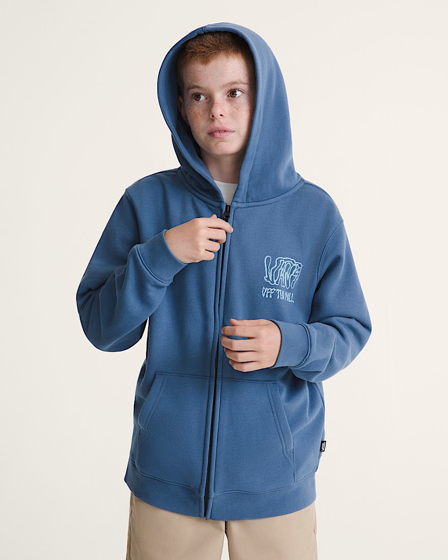 Kids Rippled Zip Hoodie VANS True Navy Blue ALT2
