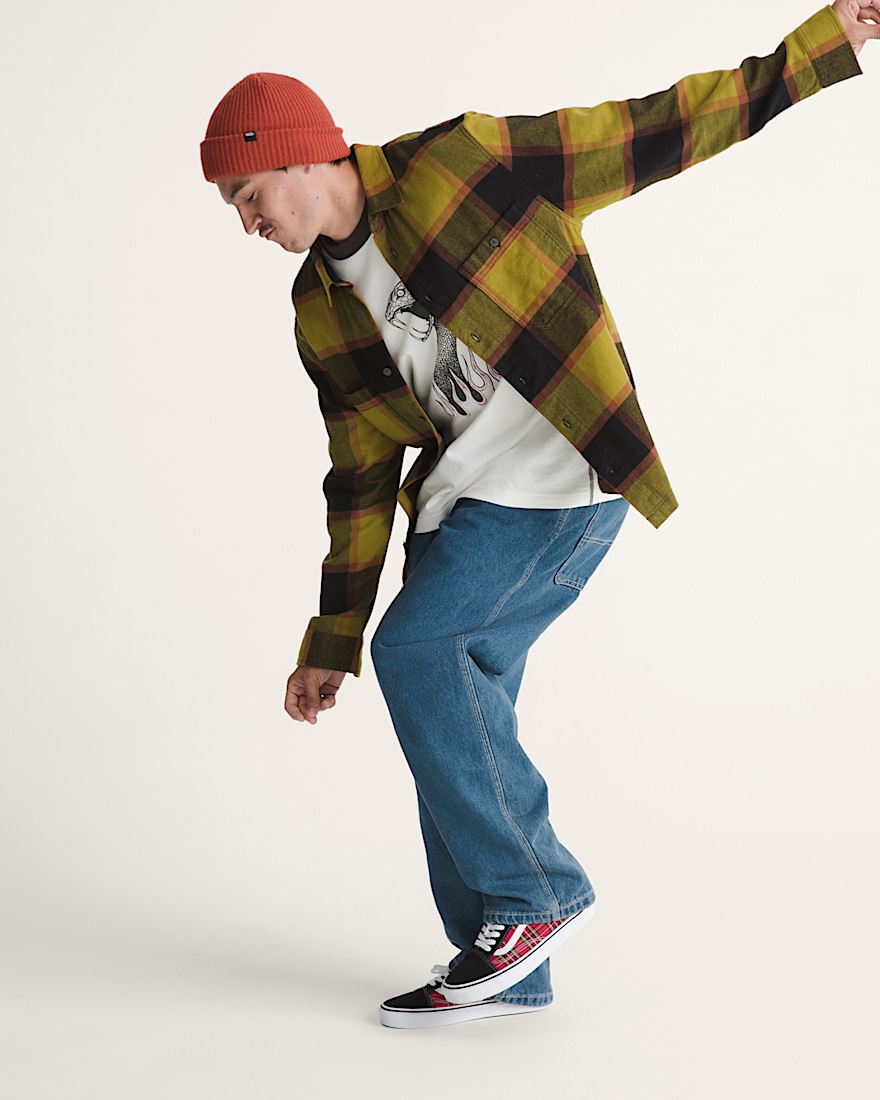 Larkspur Plaid Flannel Shirt VANS Burnt Gold Yellow  Black ALT5