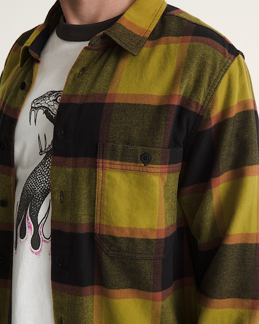 Larkspur Plaid Flannel Shirt VANS Burnt Gold Yellow  Black ALT4