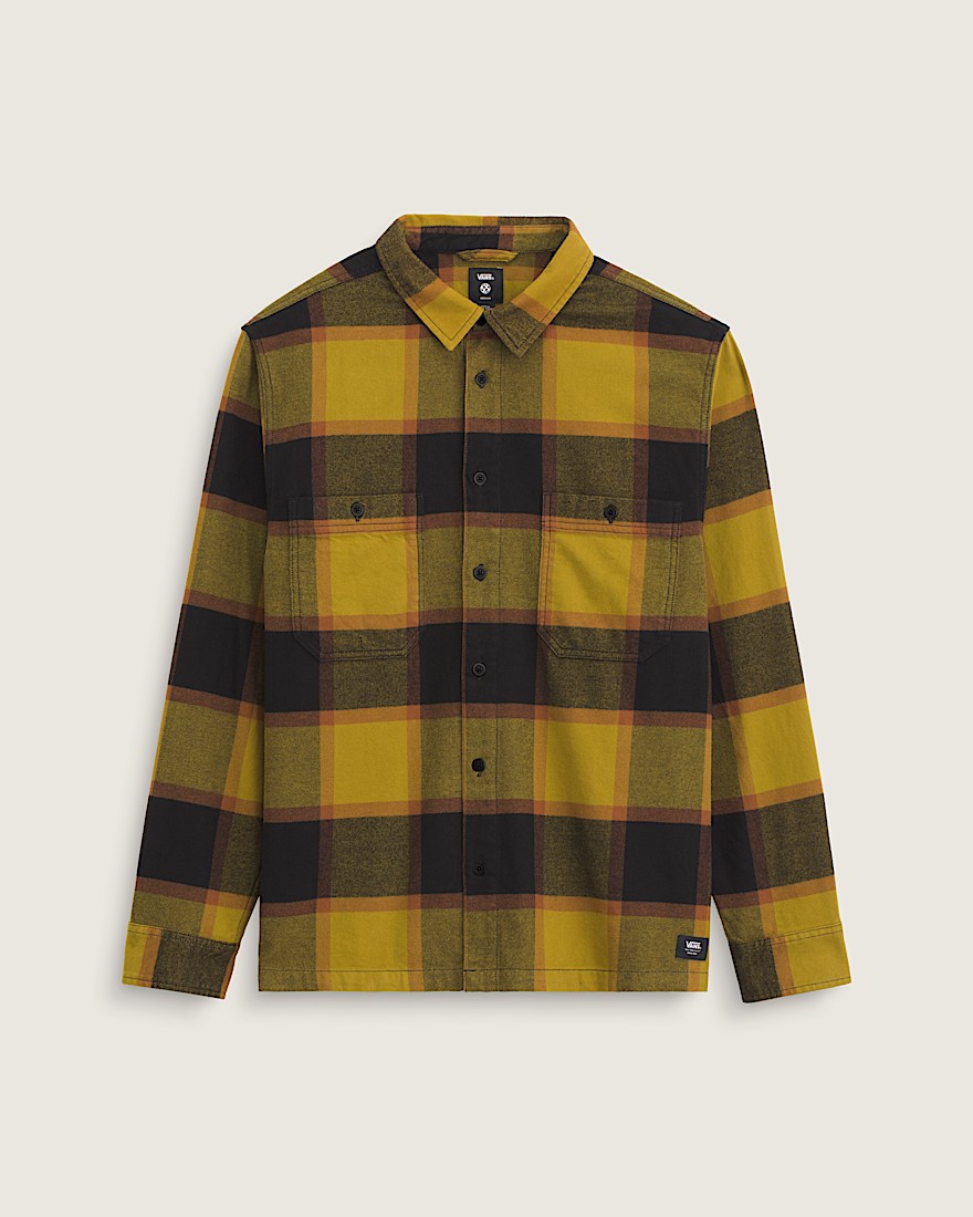 Larkspur Plaid Flannel Shirt VANS Burnt Gold Yellow  Black HERO
