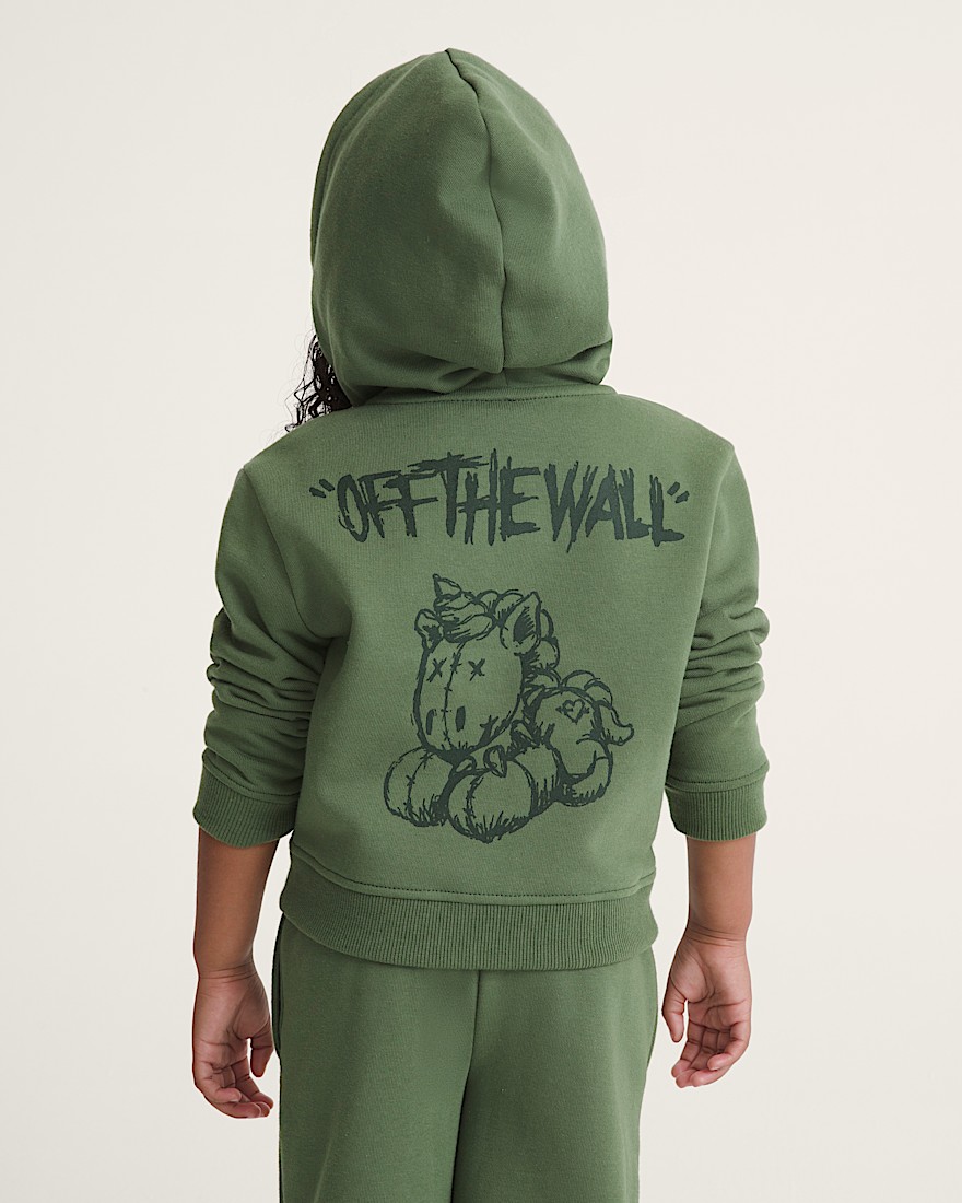 Little Kids Unicorn Zip Hoodie VANS Pine Forest Green ALT3