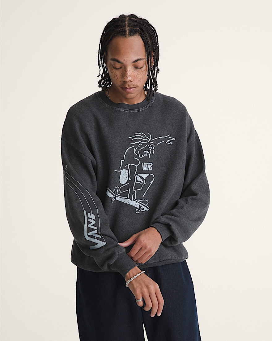 Waffle Shop Skate Crest Crewneck Sweatshirt VANS Charcoal Grey ALT3