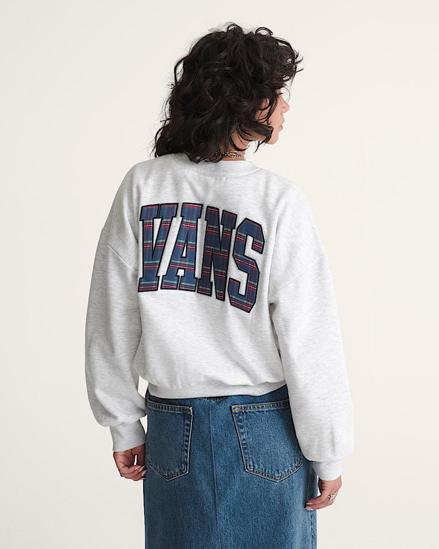 Tartan Up Retro Crew Sweatshirt VANS Heather White ALT2