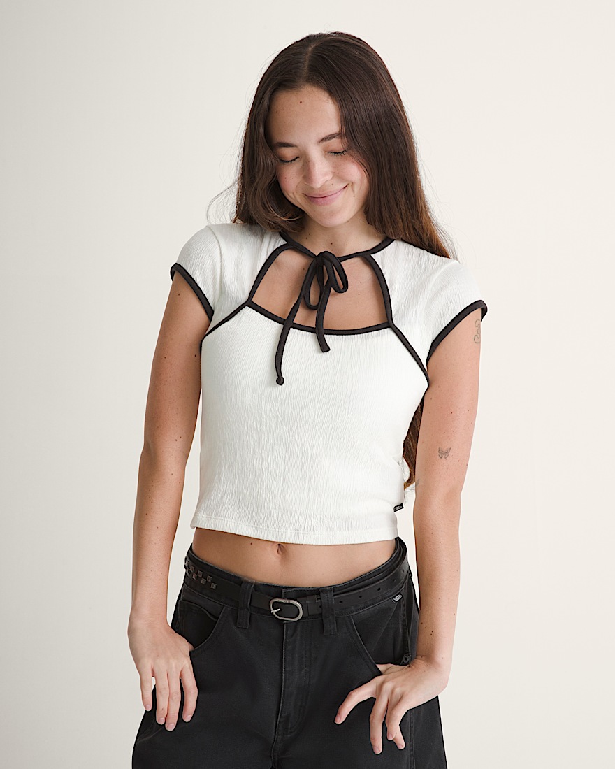 Kari Tie Neck Shirt VANS Classic White Black HERO