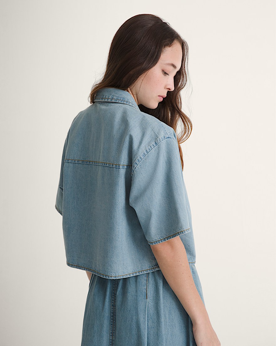 Wren Denim Button Up Shirt VANS Stonewash Blue ALT1