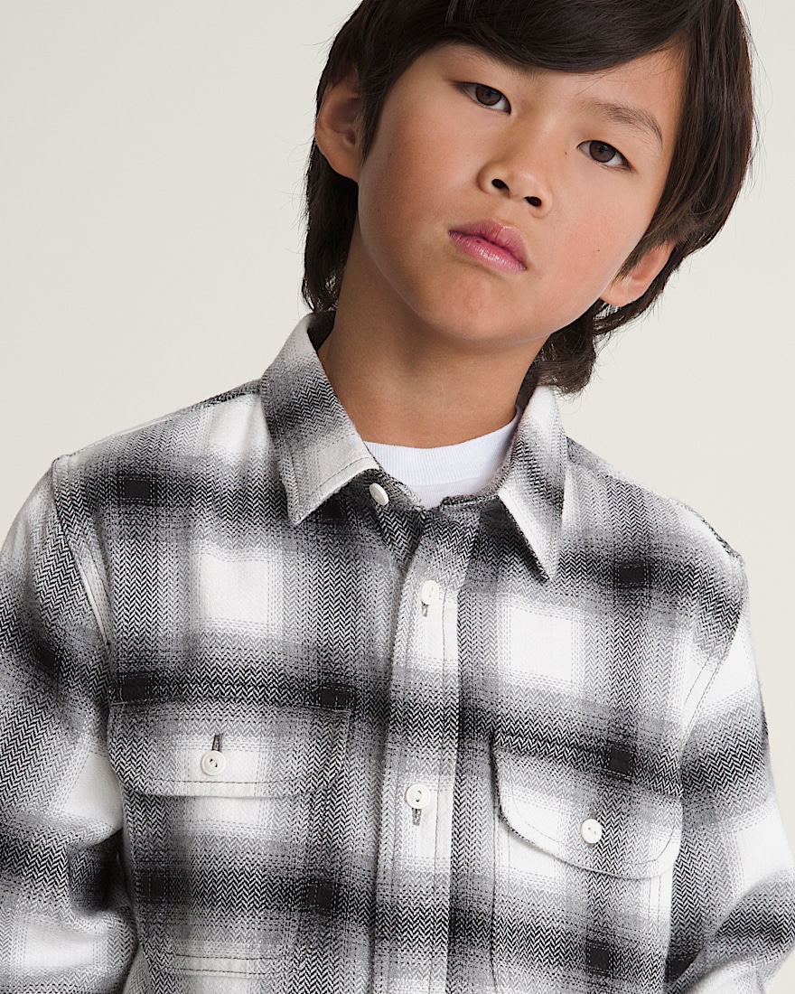 Kids Lawson Plaid Flannel Shirt VANS Marshmallow White  Black ALT4