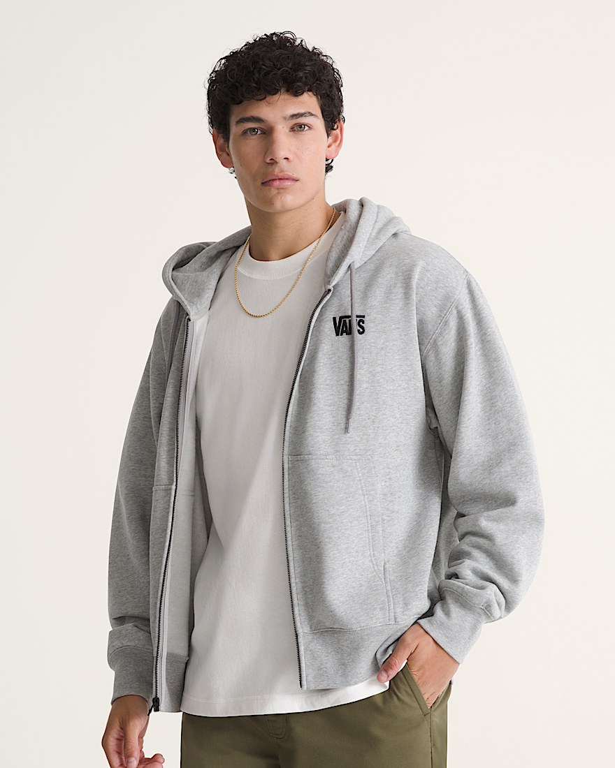 Stretch Logo Zip Hoodie VANS Cement Heather Grey ALT2