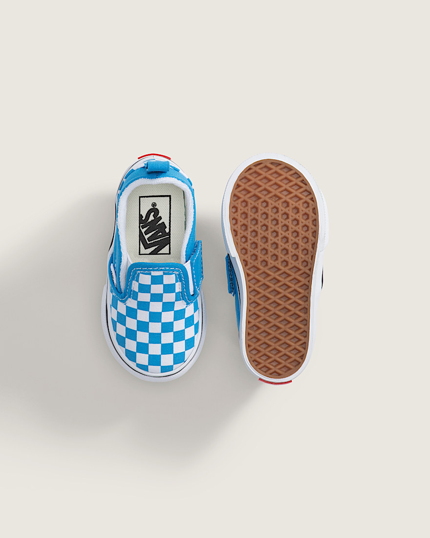 Toddler Classic SlipOn V Checkerboard Shoe VANS Checkerboard Bright Azure Blue ALT2
