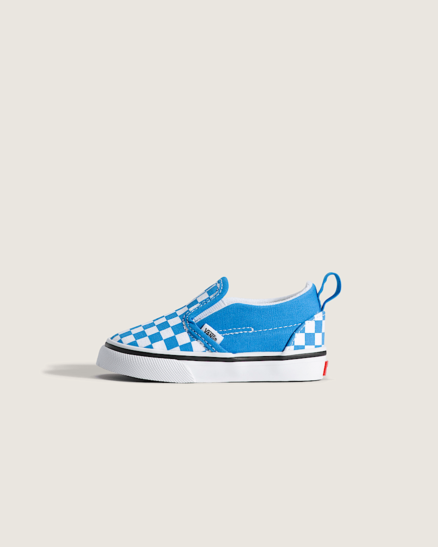 Toddler Classic SlipOn V Checkerboard Shoe VANS Checkerboard Bright Azure Blue HERO