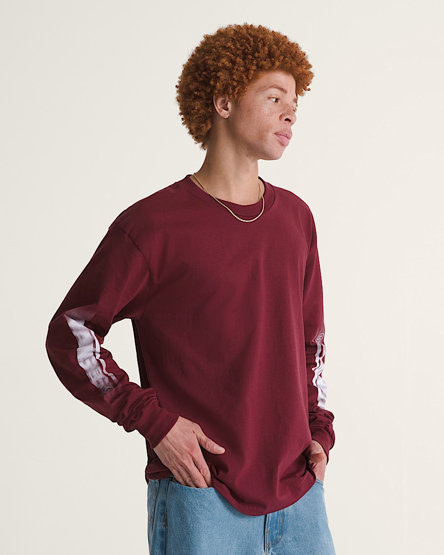 Blur Drop Long Sleeve TShirt VANS Burgundy ALT2