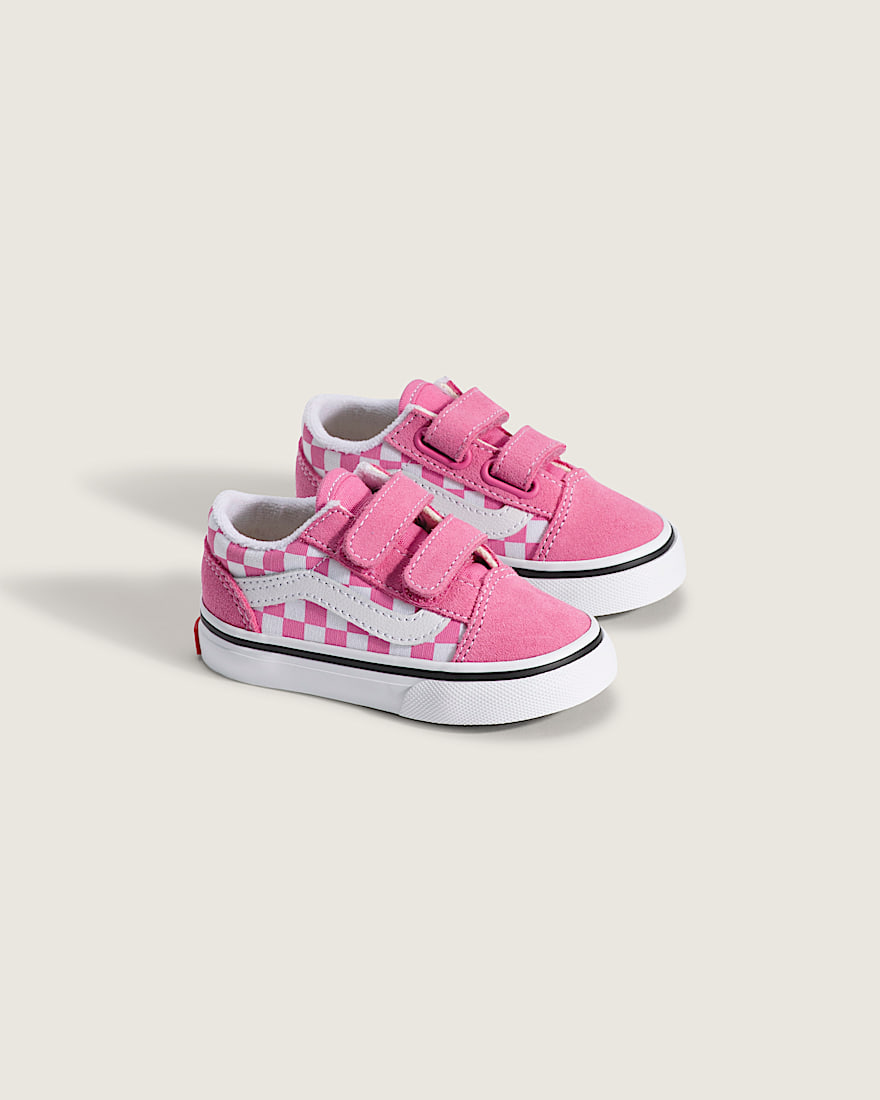 Toddler Old Skool V Checkerboard Shoe VANS Checkerboard Fizz Pink ALT1