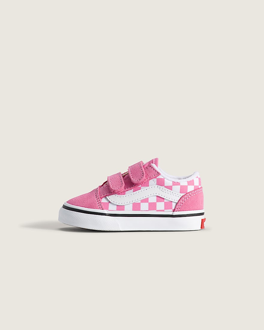 Toddler Old Skool V Checkerboard Shoe VANS Checkerboard Fizz Pink HERO