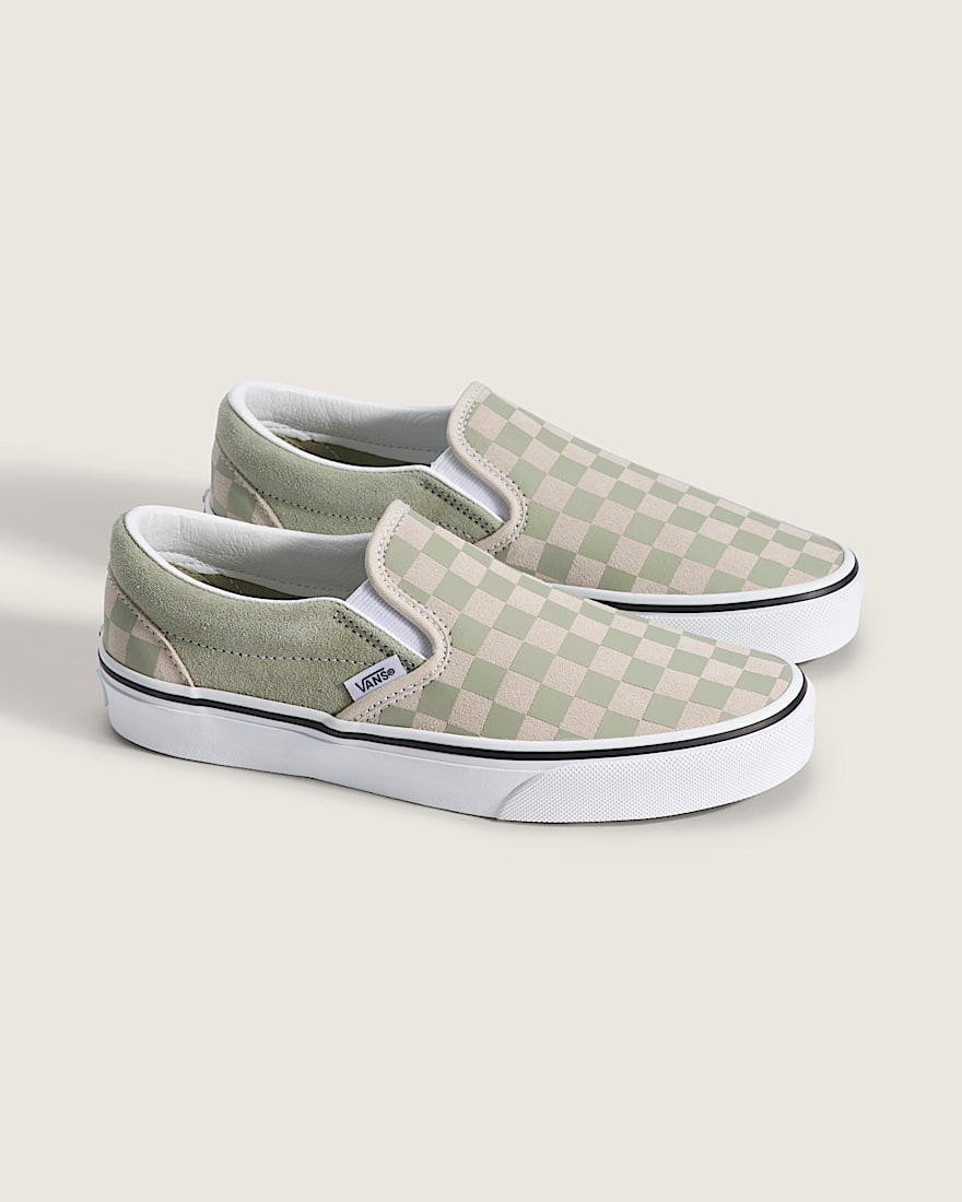 Classic SlipOn Checkerboard Shoe VANS Checkerboard Soft Sage Green ALT1