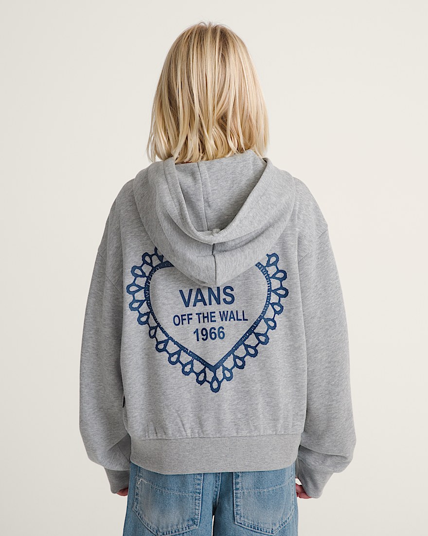 Kids Lacey Daze Retro Zip Hoodie VANS Cement Heather Grey ALT3