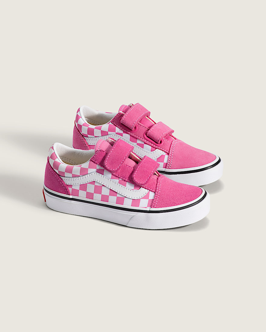 Little Kids Old Skool V Checkerboard Shoe VANS Checkerboard Fizz Pink ALT1