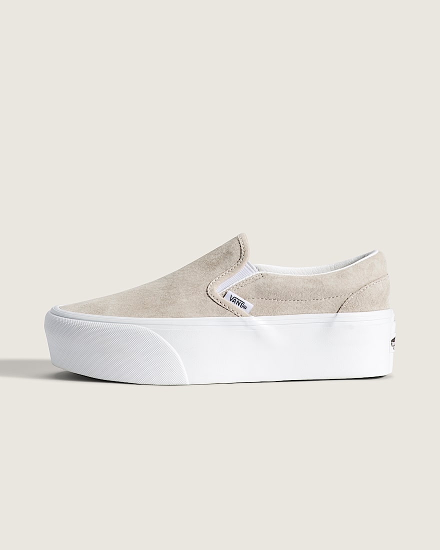 Classic SlipOn Platform Shoe VANS Oatmeal Beige HERO