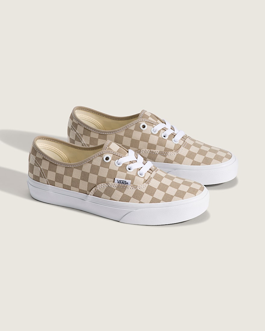 Authentic Checkerboard Shoe VANS Checkerboard Aluminum Grey  Oatmeal Beige ALT1