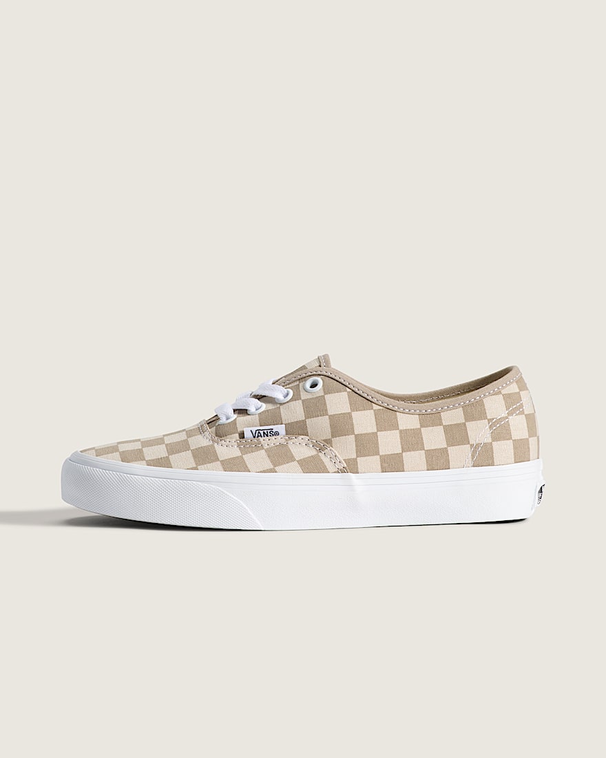 Authentic Checkerboard Shoe VANS Checkerboard Aluminum Grey  Oatmeal Beige HERO