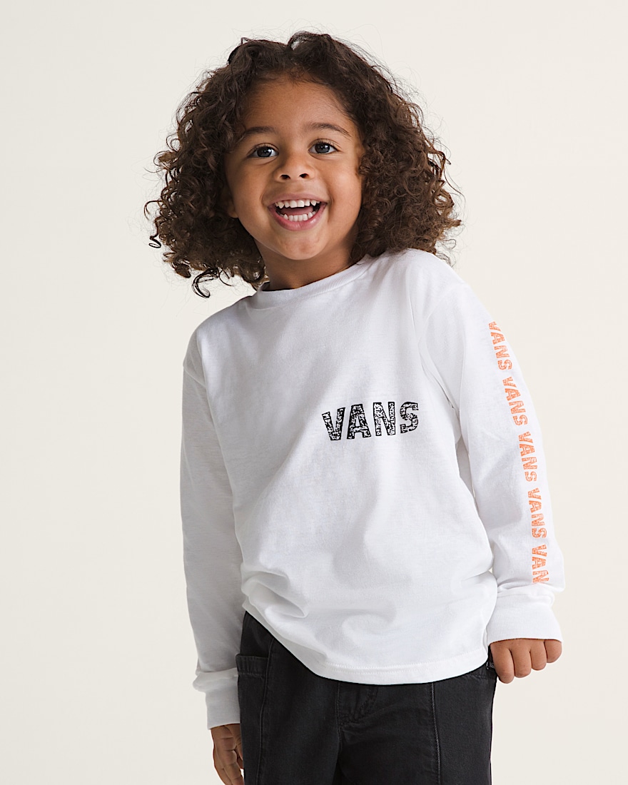 Little Kids Racing Flames Long Sleeve TShirt VANS White ALT2
