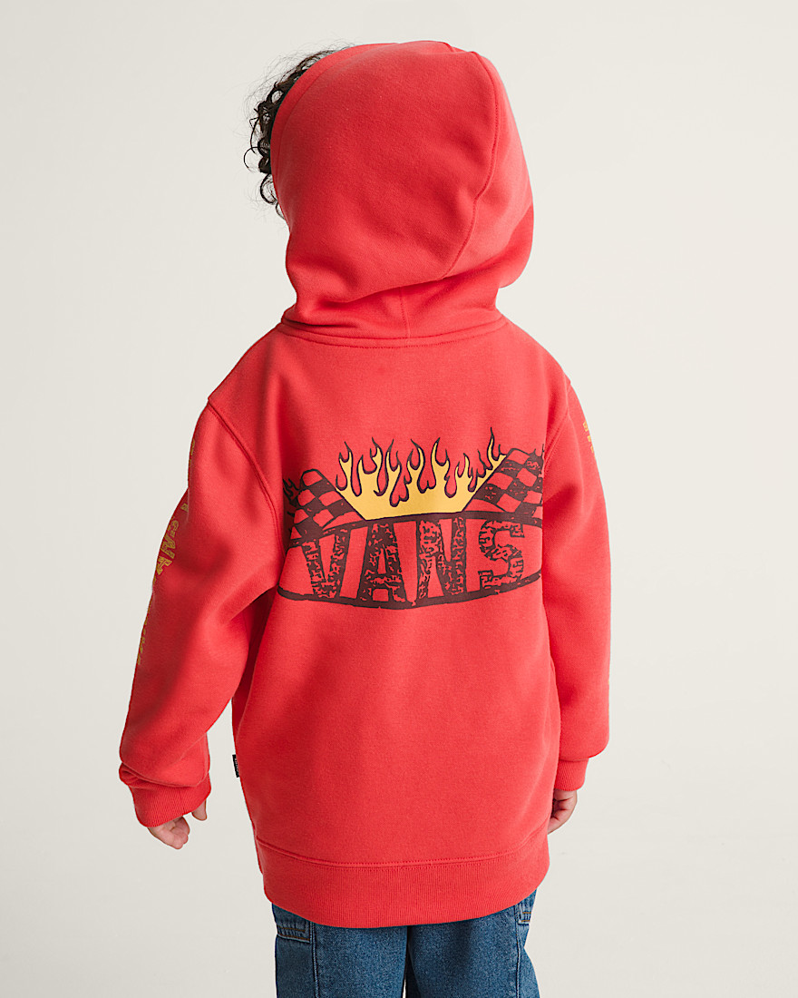 Little Kids Racing Flames Pullover Hoodie VANS Crimson Haze Red ALT3