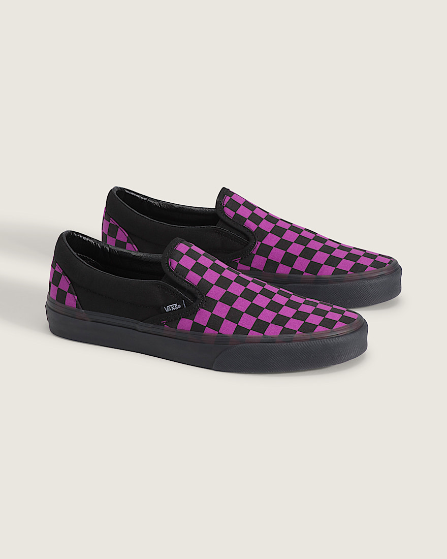 Classic SlipOn Checkerboard Shoe VANS Checkerboard Black Purple ALT1