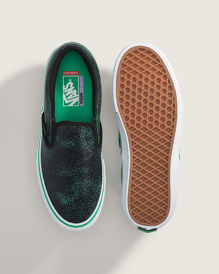 Skate SlipOn Shoe VANS Black  Green ALT2