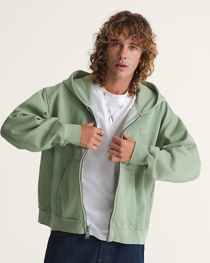 Premium Zip Hoodie VANS Grey Olive Green ALT2