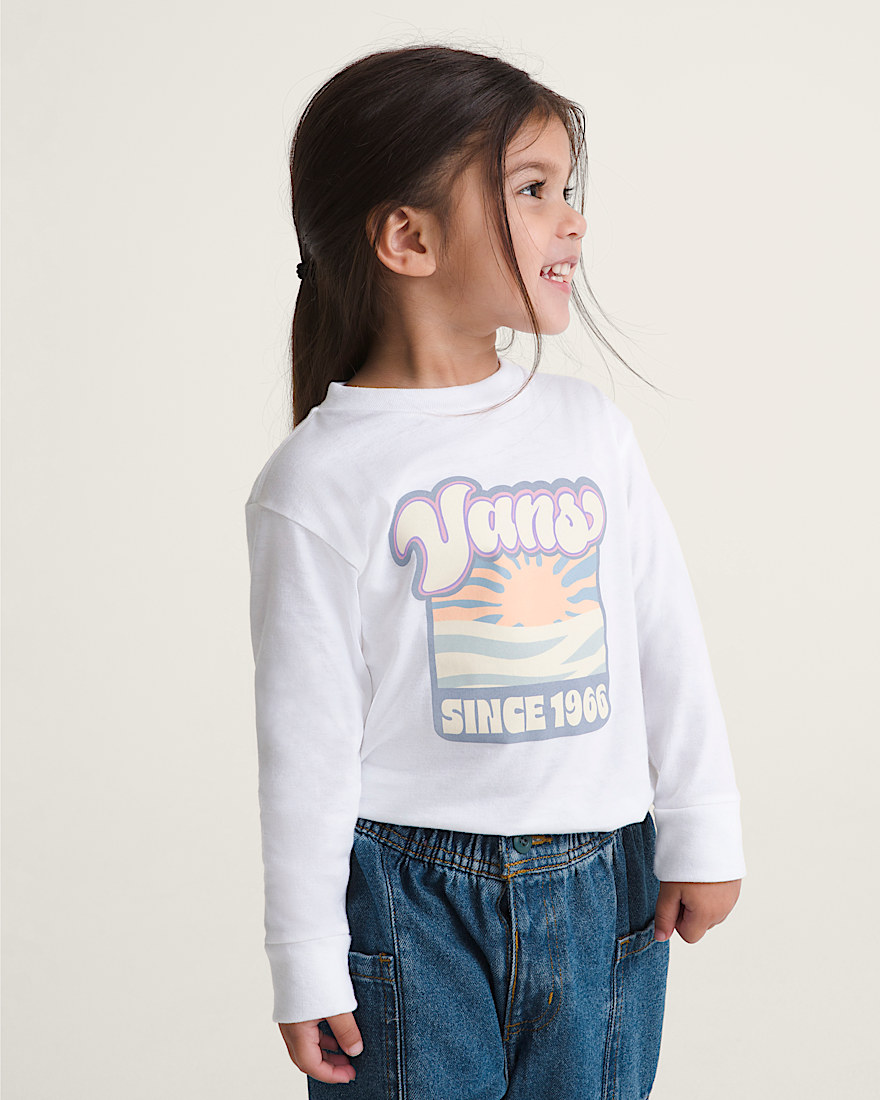Little Kids Sun Dip Long Sleeve TShirt VANS White ALT2